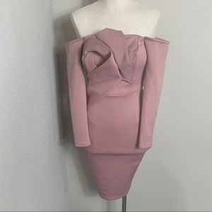 ASOS Long Sleeve Bandeau Origami Front Midi Dress